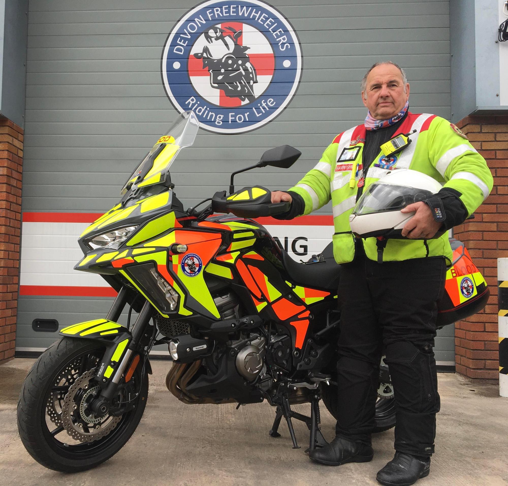 Devon Freewheelers welcomes new Blood Bike – made possible thanks to generous donations