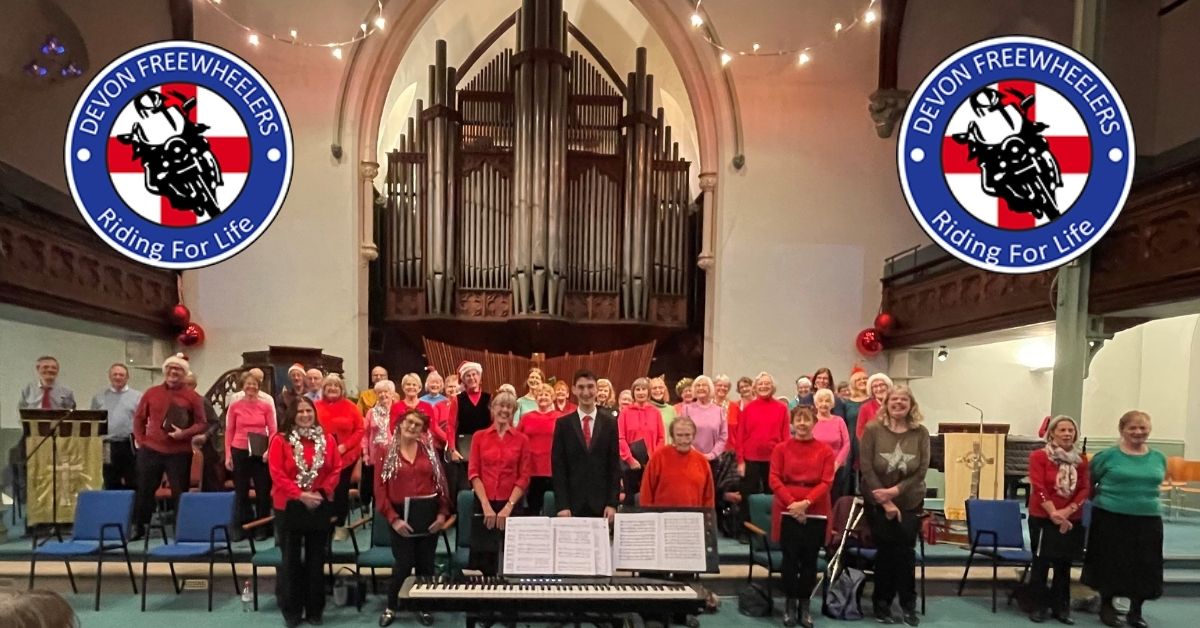 Singers support the ‘excellent work’ of the Devon Freewheelers as Taunton Good Afternoon Choir chooses to support the Blood Bikes charity in 2022